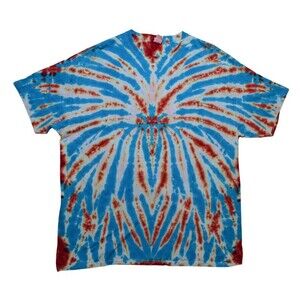 Tie Dye Unisex XXL Blue Red Spider Pattern Short Sleeve T-Shirt
